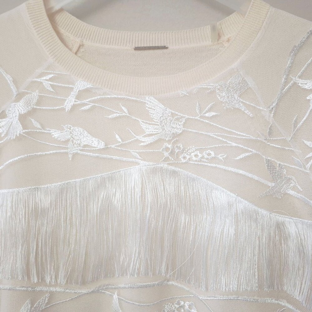 NWOT Elie Tahari Merino wool tulle sweater top, M - Picture 5 of 7